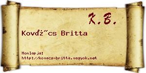 Kovács Britta névjegykártya